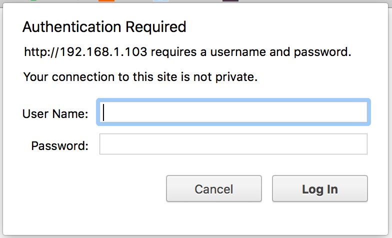 The browser basic-auth window
